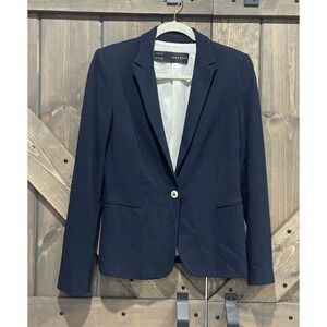 Zara Basic Jacket Cute Button Detail Navy Soft Comfortable Shoulder Pads Women M